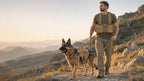 Man and German Shepherd in matching coyote gear